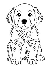 Black line drawing dogs cute,The dog is giving me puppy eyes,Hand-drawn vector illustration with black and white dog