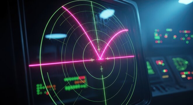 Digital Radar Screen Displaying Navigation Information - Powered by Adobe