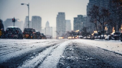 Obraz premium Snowy Street Closeup