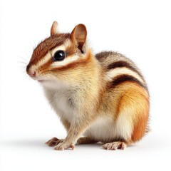 Obraz premium Adorable Chipmunk Portrait: A captivating depiction of a charming chipmunk, with its striking fur markings and alert expression, captured in perfect detail against a simple backdrop.