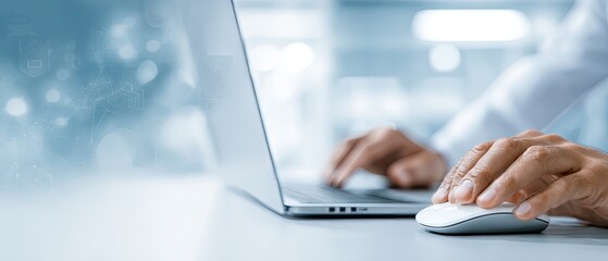 Person Working on Laptop in Office.