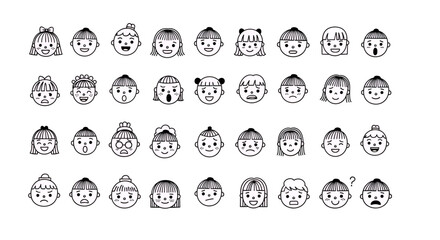 Set of Cute Cartoon Faces with Various Emotions  Happy Sad Angry Surprised and More