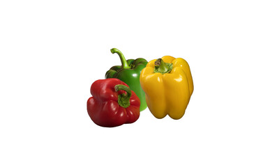 Bulgarian Bell Pepper Mix Red Green Yellow Paprika Isolated on White Background. Sweet Colorful Bell Pepper, or Paprika Isolated