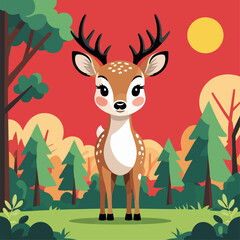 vector cute deer cartoon