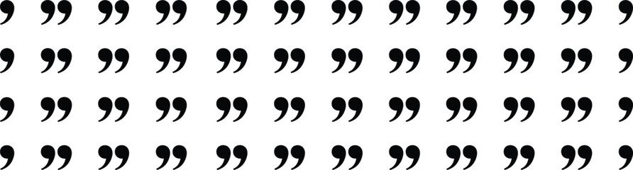 Quotation mark icons, punctuation grid design, typographic symbols, closing quotes pattern, editorial graphics, black and white layout, language elements, writing visuals, text marks