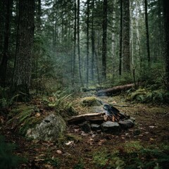 Campfire in forest