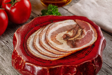 Iralian pancetta sausage pork meat