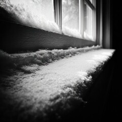 Snow covered windowsill