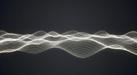 Abstract Digital Wave: A mesmerizing display of digital art, showcasing a flowing wave of interconnected particles against a dark backdrop, representing data flow and network connection.
