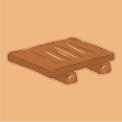Illustration of a cute and adorable food place or food coaster, a wooden block that has a wood plank on it