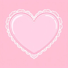 Pink heart lace frame glossy romantic valentine pastel decoration sweet love ornament