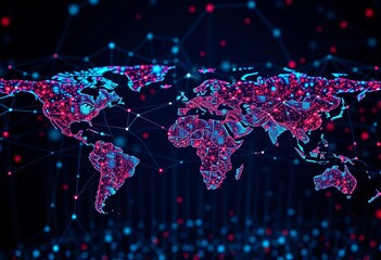 Global network structure, data exchange, digital marketing, technology communication, worldwide, networking