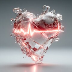 Futuristic glowing heart made of glass high resolution picture