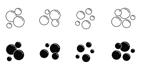 Fototapeta premium Bubble icons set. Soap foam symbols. Oxygen bubble, fizzy drink icon. Bubbles outline vector icons . eps 10
