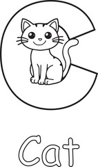 Obraz premium Letter C for Cat Coloring Page for Children