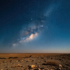Milky way over desert landscape