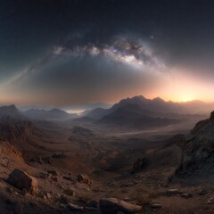 Milky way over mountains