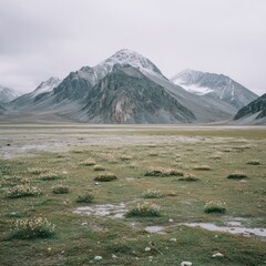 Mountain landscape in cloudy weather