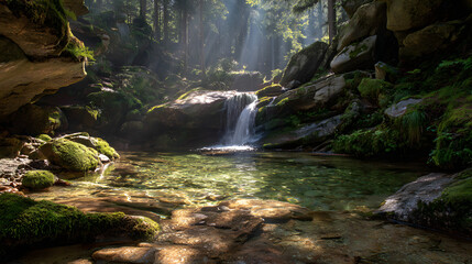 small waterfall in the forest