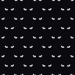  Black cats eyes seamless pattern