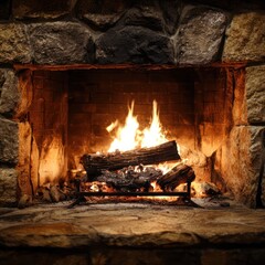 Warm fireplace interior