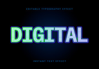 Blue And Green RGB Shift Led Dot Text Effect Neon Digital Font