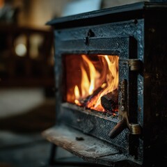 Warm fireplace interior