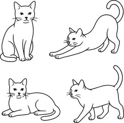 Line art cats illustration