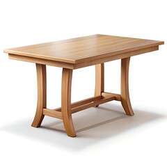 Fototapeta premium Rectangular Wooden Dining Table with Curved Legs on White Background