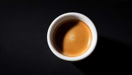 Aerial Shot of Espresso with Rich Crema in White Cup