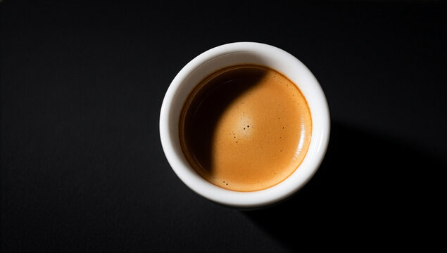 Aerial Shot of Espresso with Rich Crema in White Cup