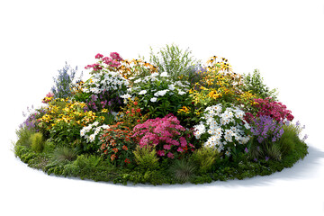 Vibrant flower bed bursting with colorful blooms, perfect for garden design, landscaping projects, and adding natural beauty to any setting