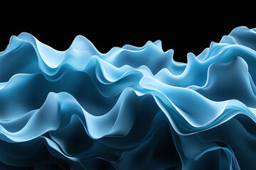 Abstract blue waves with a smooth, flowing texture on a black background.