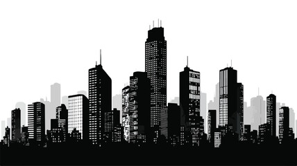 Fototapeta premium Modern Urban Cityscape with Tall Buildings and Dark Urban Skyline