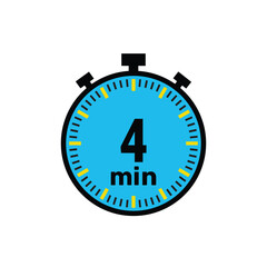 quick timer showing 4 minutes for fast cooking, exercise, or meetings reminder icon on white