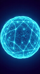 Glowing blue sphere, intricate network structure, digital art, abstract concept, representing connection, technology, or global network, perfect for tech background