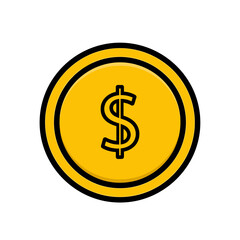 Fototapeta premium Golden Coin with Dollar Sign Illustration.