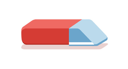 Minimalist eraser icon in flat design with red and blue colors