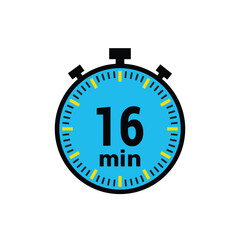 quick timer showing 16 minutes for fast cooking, exercise, or meetings reminder icon on white