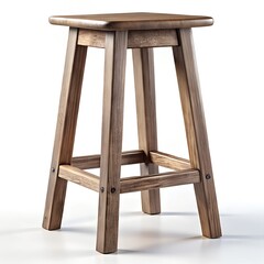 Wooden Bar Stool with Square Seat and X- Braced Legs