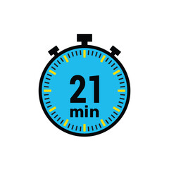 quick timer showing 21 minutes for fast cooking, exercise, or meetings reminder icon on white