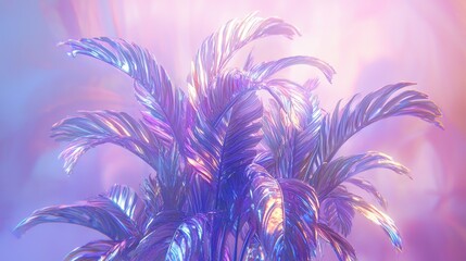 Iridescent flora basks in neon glow