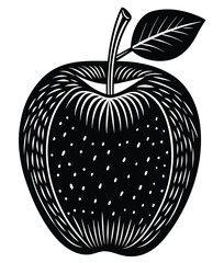 Hand drawn vector illustration of a fresh red apple with a slice and green leaf symbolizing healthy and delicious fruit
