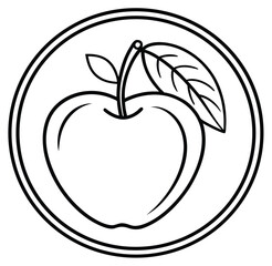 Red apple vector icon with leaf fresh and juicy fruit illustration
