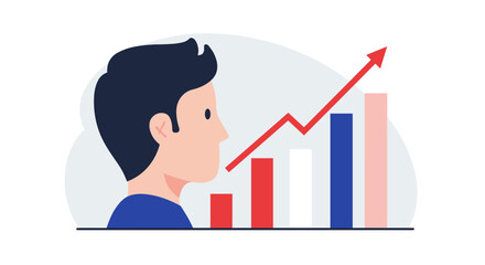 Business growth concept with increasing graph and profile view