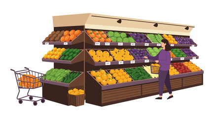 Woman shopping for fresh produce in grocery store