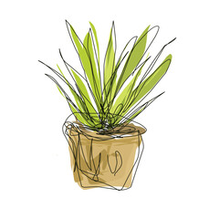 abstract sketch of plant on the pot.eps