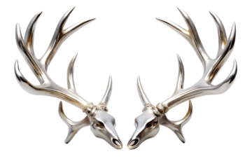 Symmetrical deer antlers and skulls on black