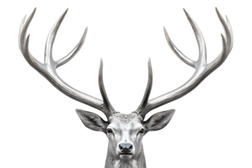 Majestic stag head with antlers on black background