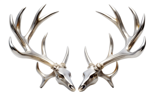 Symmetrical deer antlers and skulls on black